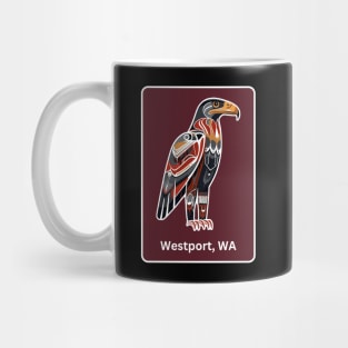 Westport Washington Native American Indian American Red Background Eagle Hawk Haida Mug
